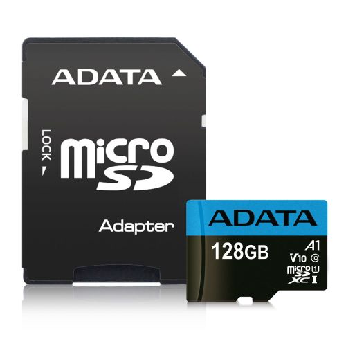 ADATA 128GB Premier MicroSDXC card A1 UHS-I 85MB/s with SD adapter, ideal for action cameras and Android devices ADATA 128GB Premier MicroSDXC card A1 UHS-I 85MB/s with SD adapter, ideal for action cameras and Android devices
